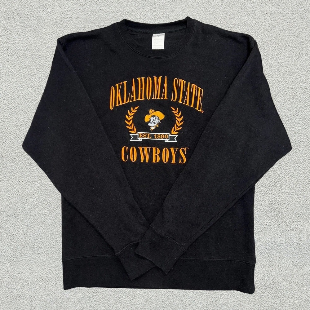 Oklahoma State Cowboys Sweatshirt Mens S Black Embroidered Crewneck OSU ZZs